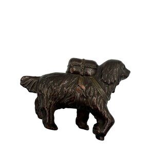 Vintage Cast Iron Rescue Dog Coin Bank St. Bernard Design Collectible Antique